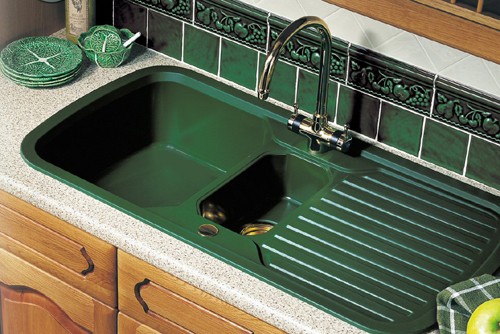 green kitchen sink mats